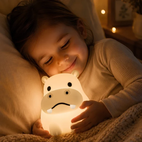 Darcek pre chlapca — nocna lampa Hrosik v rukach dietata Blumy