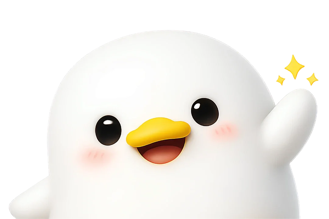 Kacka maskot Blumy — hviezda — brand ilustracia
