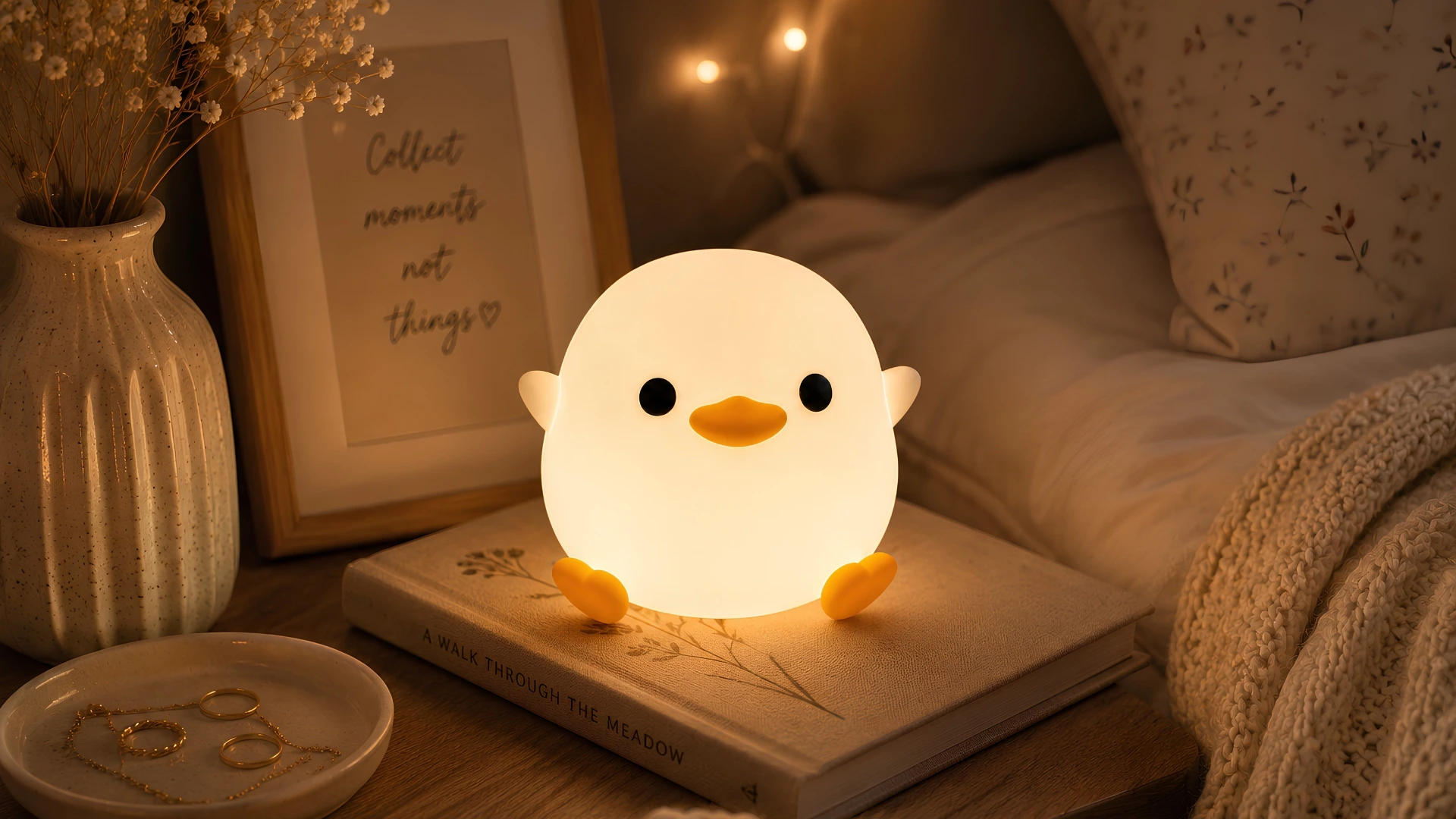 Detská izba s nočnou lampou Blumy — silikónová LED lampa pre školákov