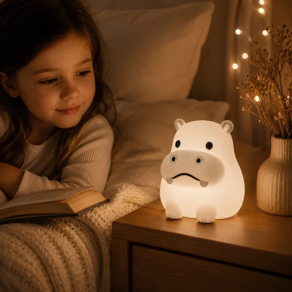 Nocna lampa pre chlapca Hrosik — citanie knihy v detskej izbe Blumy