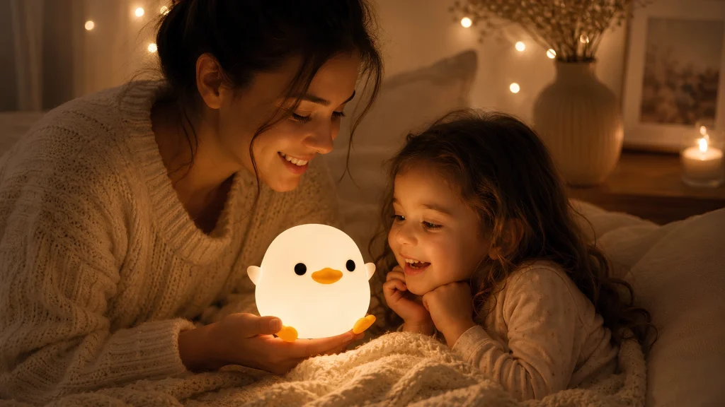 Silikónová nočná lampa Kačka – alternatíva k Mr Maria