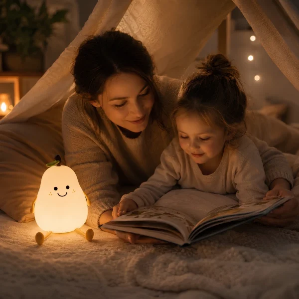 Nocna lampicka Hruska — mama a dieta citaju knihu Blumy
